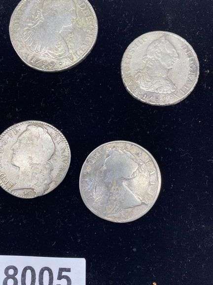 Group of 4 various silver Reales coins - Dixon's Auction at Crumpton