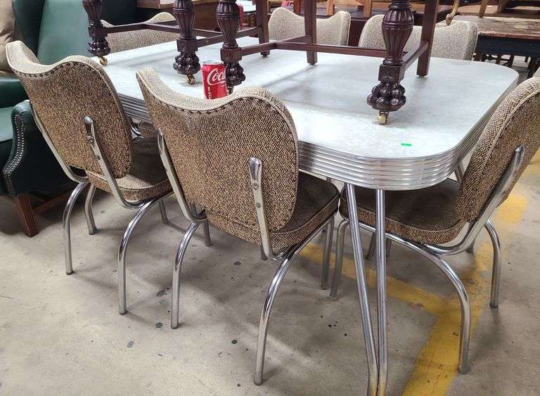 Retro chrome and formica top table and chairs Dixon's Auction at Crumpton