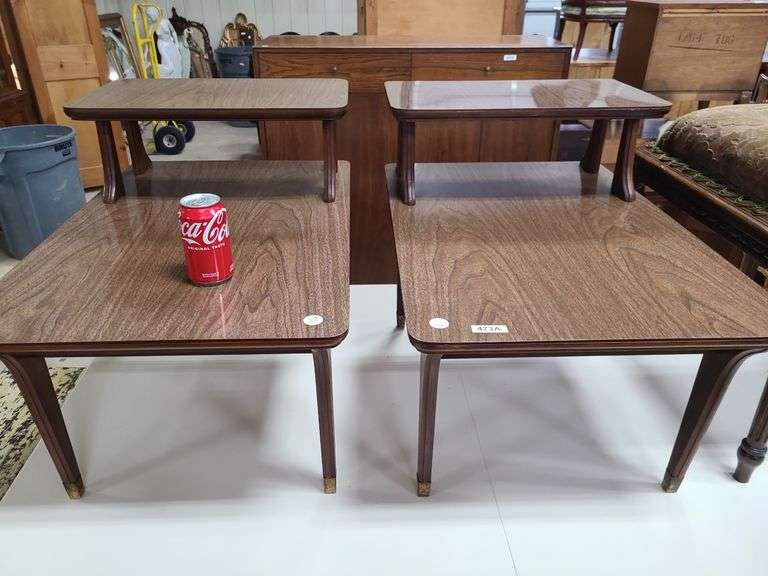 Pair MCM two tier end tables Dixon's Auction at Crumpton