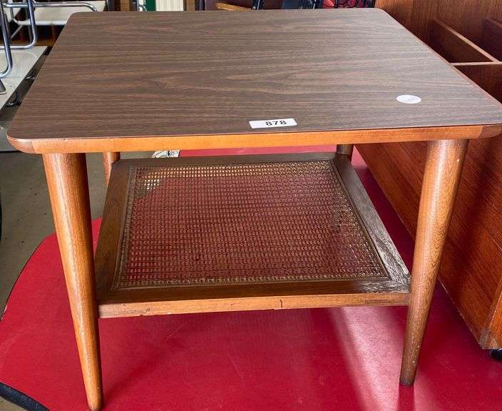 Lane MCM end table with caned shelf Dixon's Auction at Crumpton