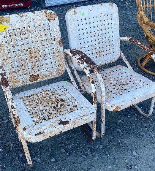 2 vintage metal patio chairs Dixon's Auction at Crumpton