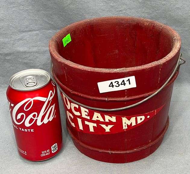 Vintage Ocean City MD staved wood bucket Dixon's Auction at Crumpton