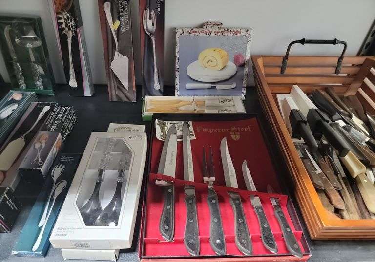 Lot of Knives & Serving Tongs etc Dixon's Auction at Crumpton
