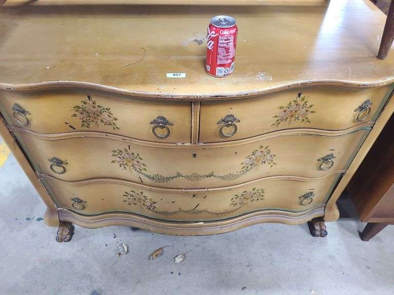 Antique oak claw foot dresser in adams style paint job, wear Dixon's
