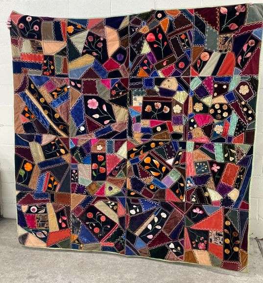 Antique folk art crazy quilt Dixon's Auction at Crumpton