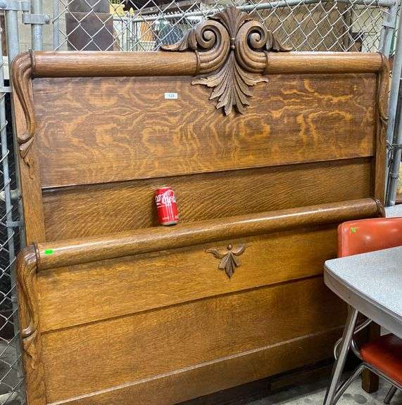 Antique oak bed with rails Dixon's Auction at Crumpton