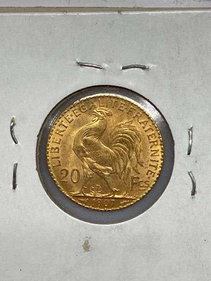 1907 France 20 francs gold coin - Dixon's Auction at Crumpton