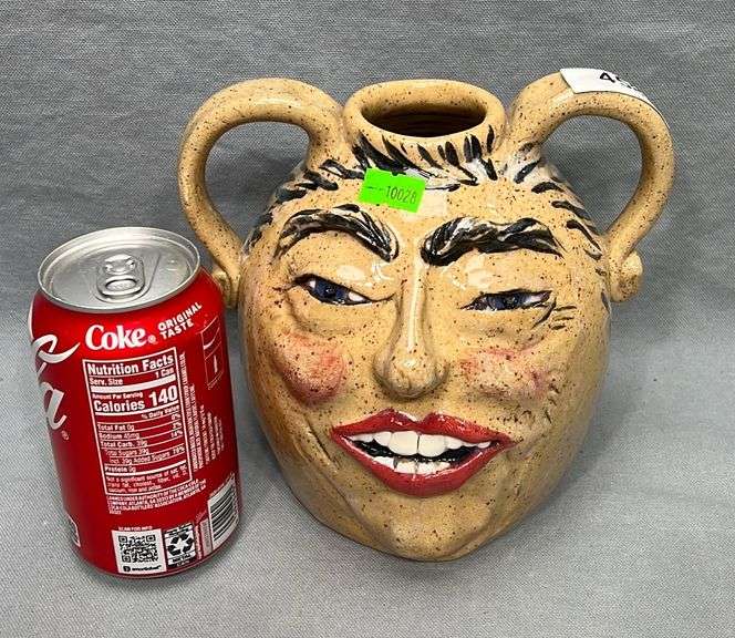Folk art pottery face jug Dixon's Auction at Crumpton