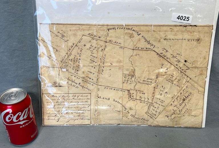 1811 Montgomery County PA manuscript surveyor's plan Dixon's Auction