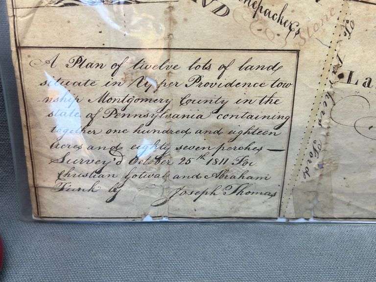 1811 Montgomery County PA manuscript surveyor's plan Dixon's Auction