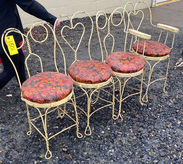 4 wrought iron ice cream parlor chairs Dixon's Auction at Crumpton
