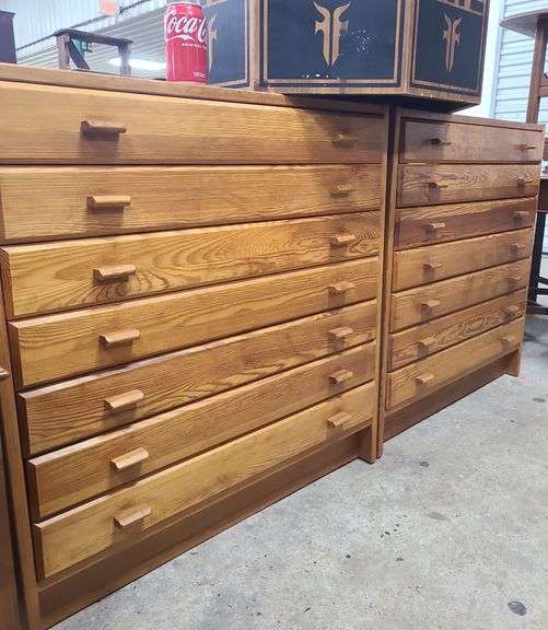 Pair pine multidrawer flat file Dixon's Auction at Crumpton