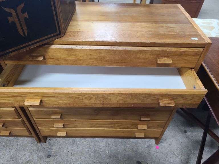 Pair pine multidrawer flat file Dixon's Auction at Crumpton