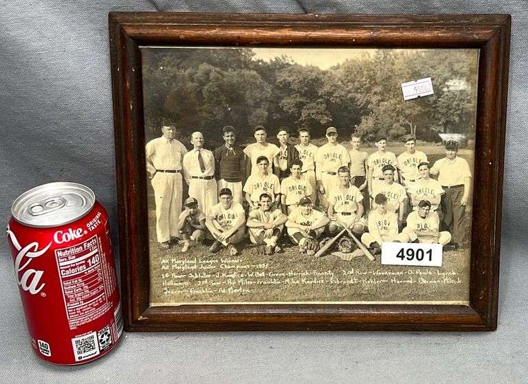 Vintage Oriole JRs baseball team photograph Dixon's Auction at Crumpton