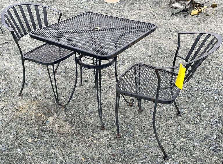 3pc wrought iron patio set Dixon's Auction at Crumpton