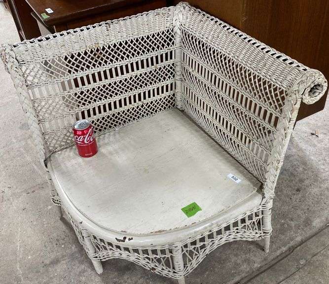 Antique wicker corner chair, wear Dixon's Auction at Crumpton