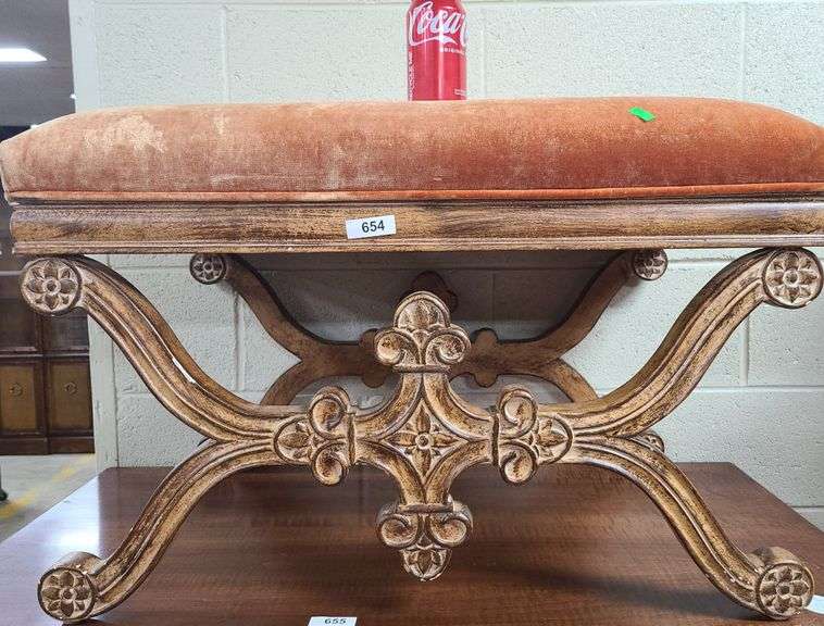 French Provincialstyle ottoman, minor chips Dixon's Auction at Crumpton