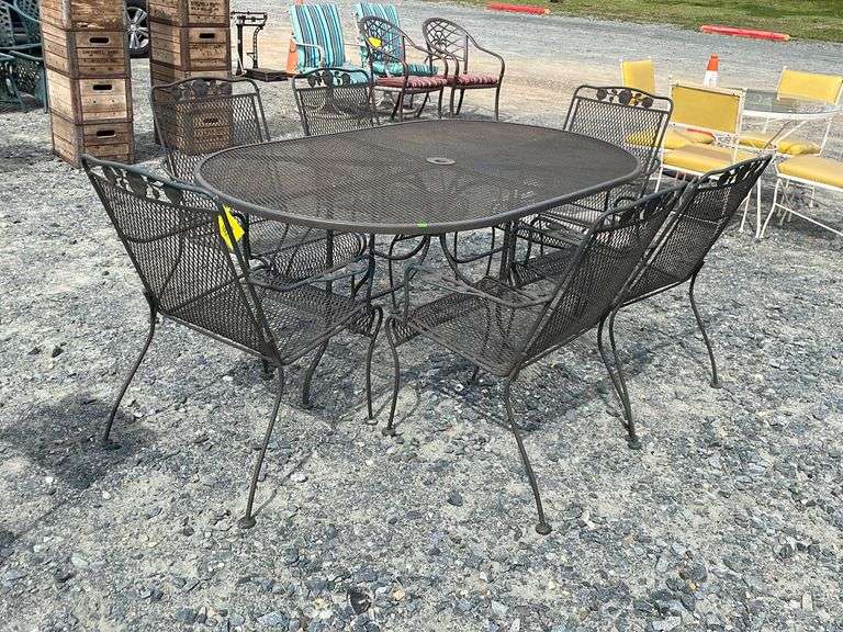 7pc wrought iron patio set Dixon's Auction at Crumpton