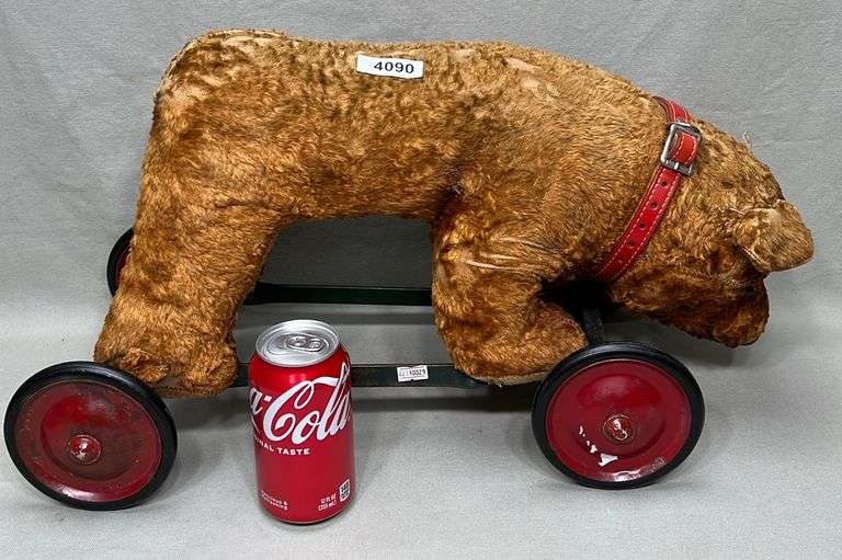 Vintage stuffed mohair bear pull toy Dixon's Auction at Crumpton