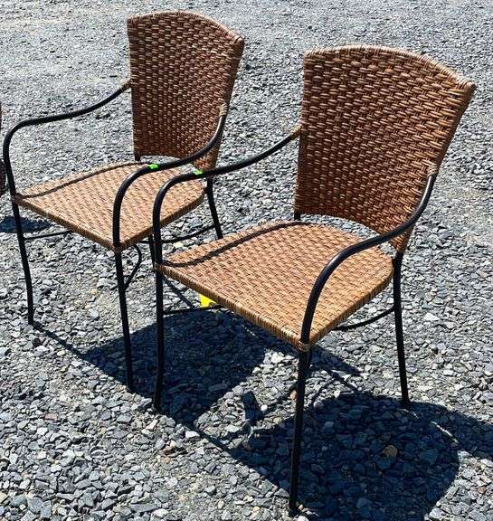 2 metal and wicker patio chairs - Dixon's Auction at Crumpton