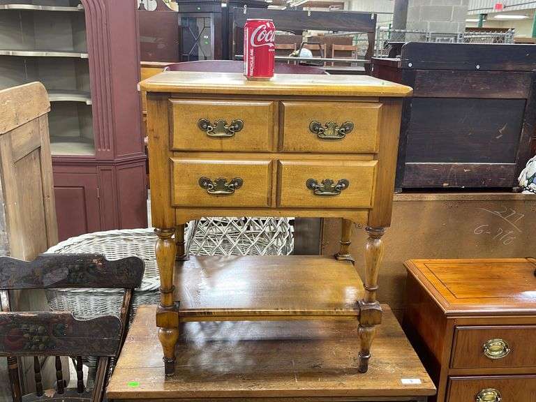 Vintage maple nightstand, wear Dixon's Auction at Crumpton