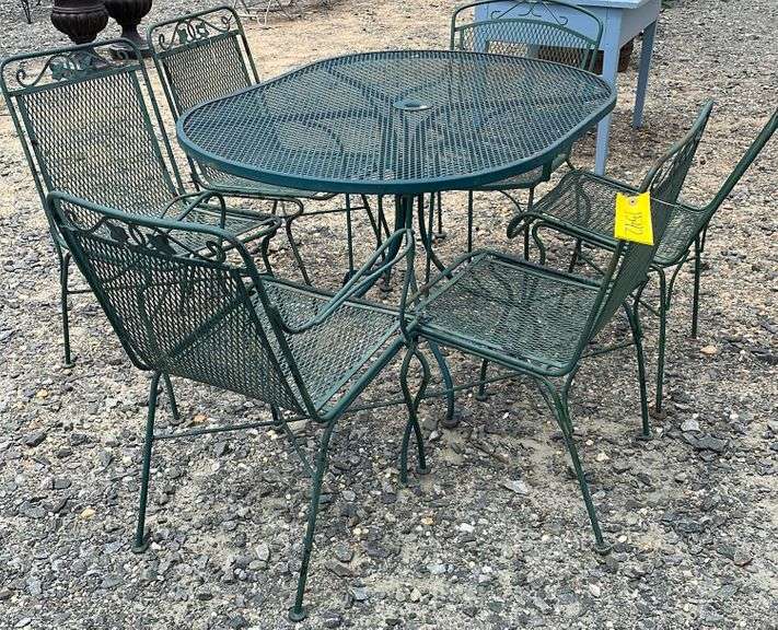 7pc wrought iron patio set Dixon's Auction at Crumpton