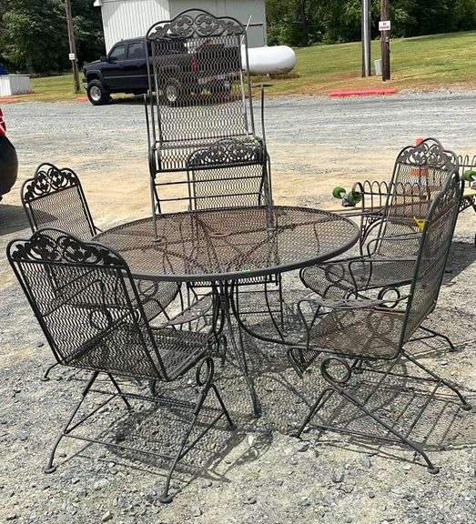 6pc wrought iron patio set Dixon's Auction at Crumpton