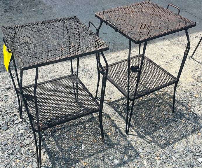 2 wrought iron patio tables Dixon's Auction at Crumpton