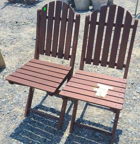 2 wooden patio chairs Dixon's Auction at Crumpton