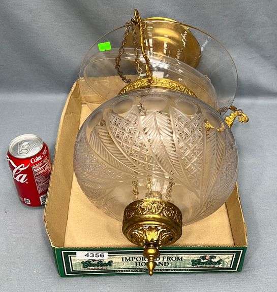 Antique cut glass hurricane light fixtureelectrified Dixon's Auction at Crumpton