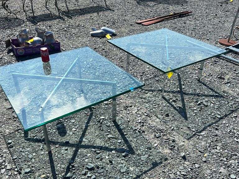 Lot (2) Glass Top Tables Dixon's Auction at Crumpton