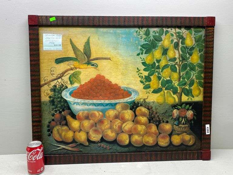Jan Shield folk art still life painting Dixon's Auction at Crumpton