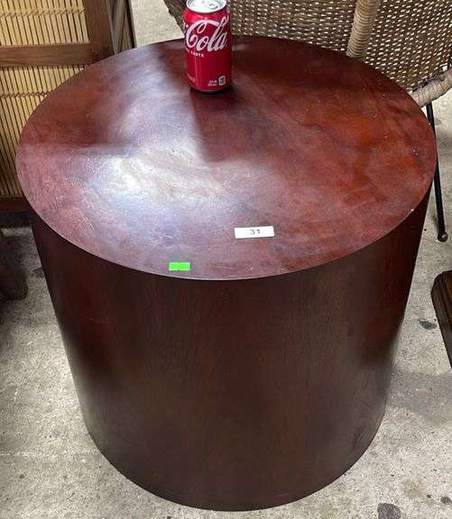 Modern round drum table Dixon's Auction at Crumpton