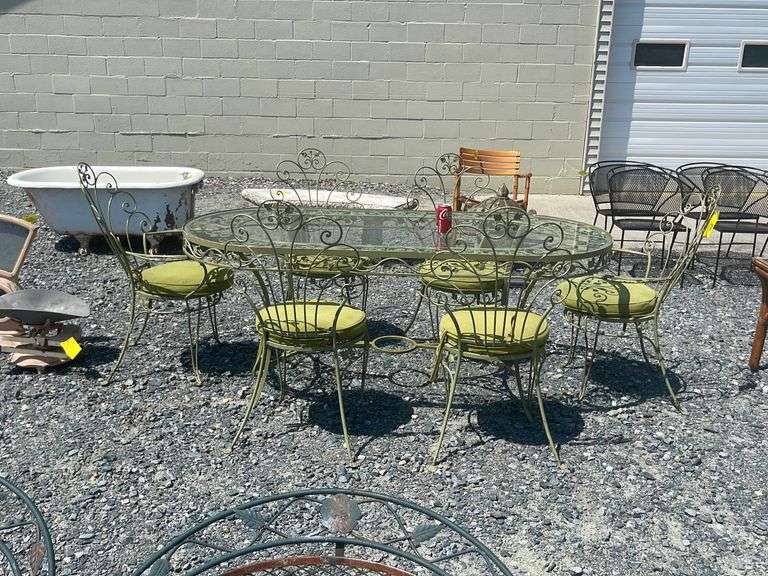 7pc wrought iron patio set Dixon's Auction at Crumpton