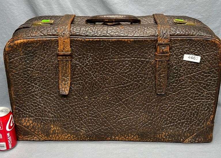 Antique leather suitcase Dixon's Auction at Crumpton