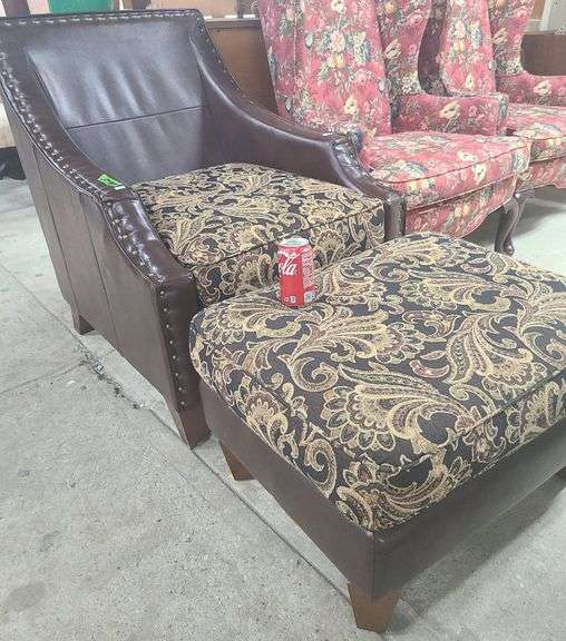 LazyBoy upholstered chair and ottoman, minor scuffs Dixon's Auction at Crumpton