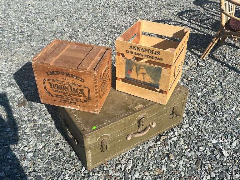 wooden crates and trunk lot Dixon's Auction at Crumpton