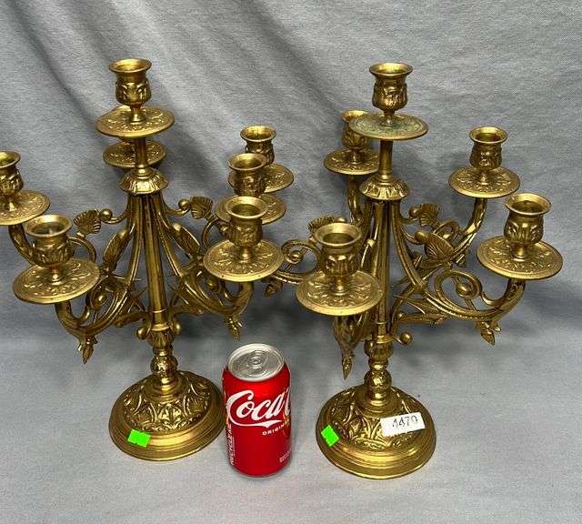 Pair Antique brass candelabras Dixon's Auction at Crumpton