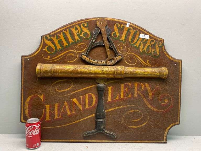 Folk art Ship's Stores Chandlery trade sign Dixon's Auction at Crumpton
