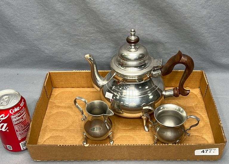 Stieff Colonial Williamsburg pewter tea set Dixon's Auction at Crumpton