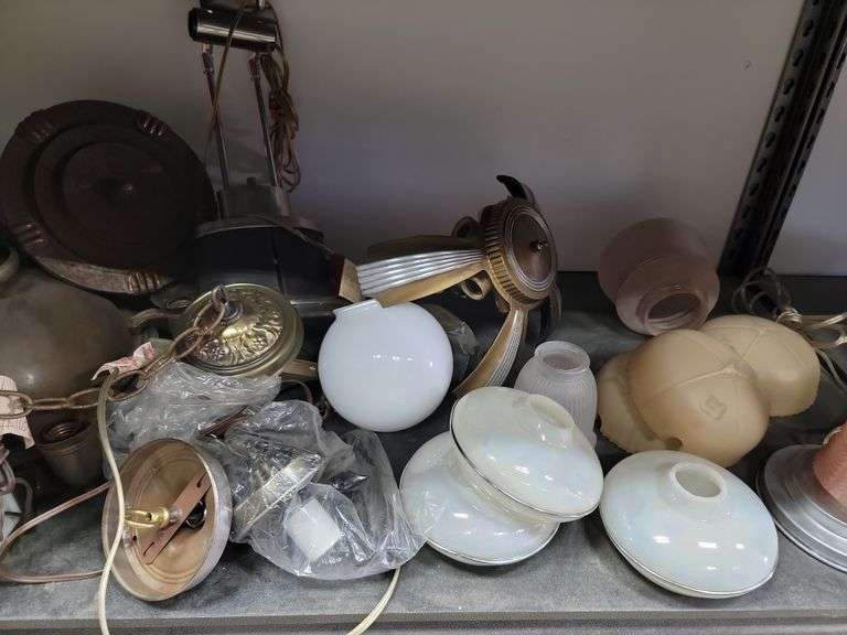 Lot Vintage / Antique Lighting Parts, Glass Shades etc Dixon's