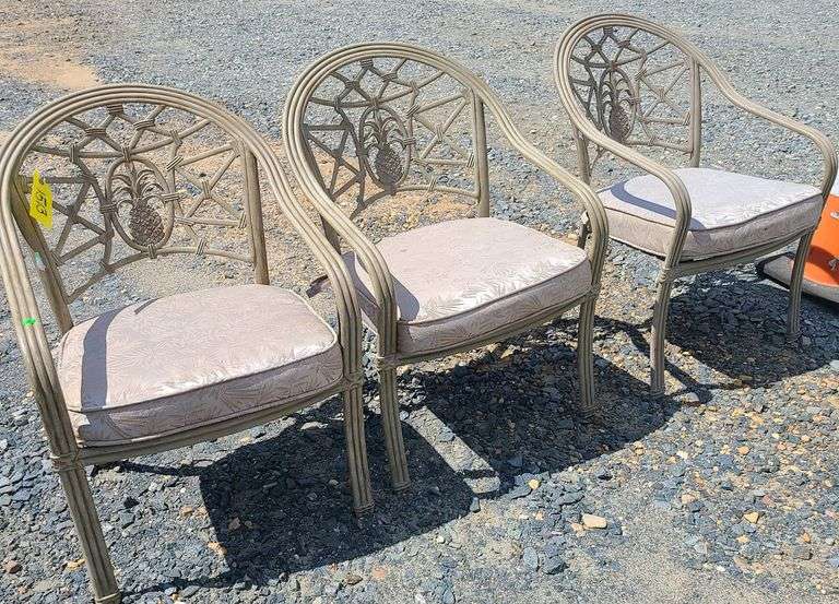 3 metal patio chairs Dixon's Auction at Crumpton