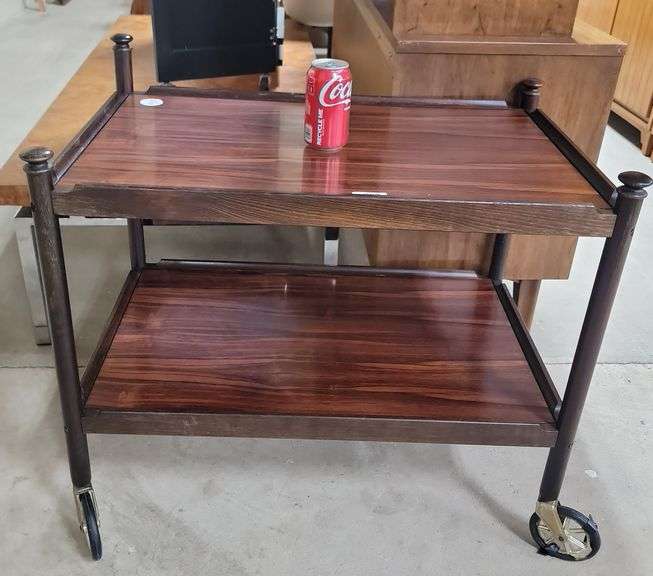 MCM bar cart, one wheel asis Dixon's Auction at Crumpton