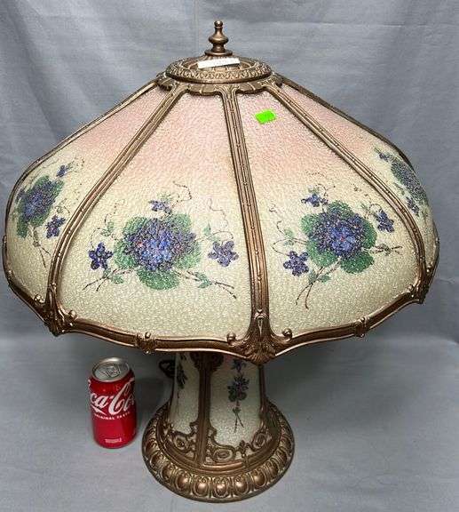 Antique reverse painted table lamp Dixon's Auction at Crumpton
