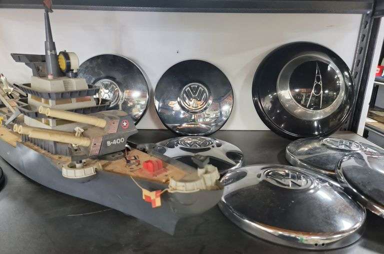 Lot VW Volkswagon Hubcaps + Toy Ship Dixon's Auction at Crumpton