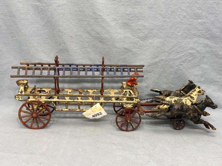 Antique cast iron fire ladder wagon toy Dixon's Auction at Crumpton