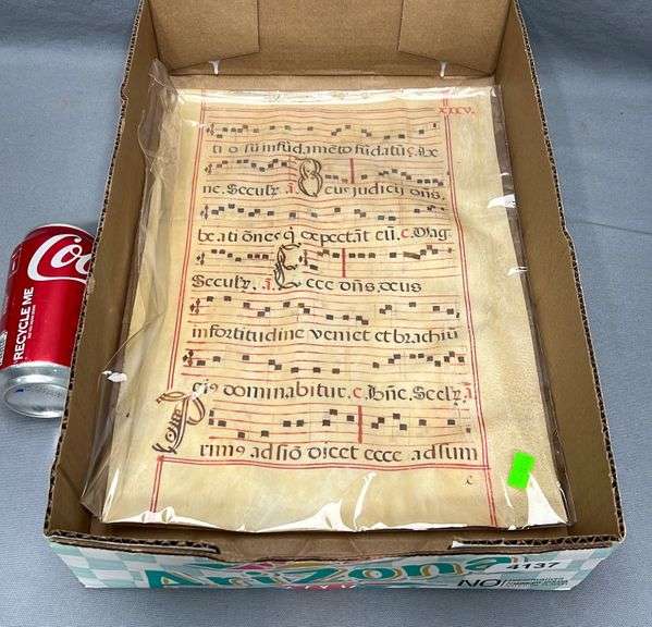 Antique vellum music sheet Dixon's Auction at Crumpton