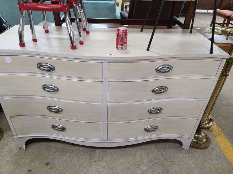 Upcycled painted vintage mahogany double dresser, foot chips Dixon's
