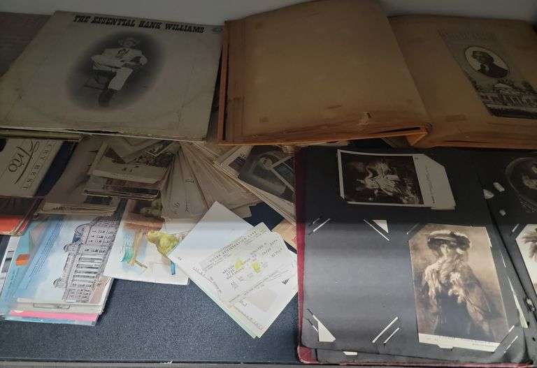 Lot Vintage / Antique Paper Ephemera, Postcards, Record Albums Dixon