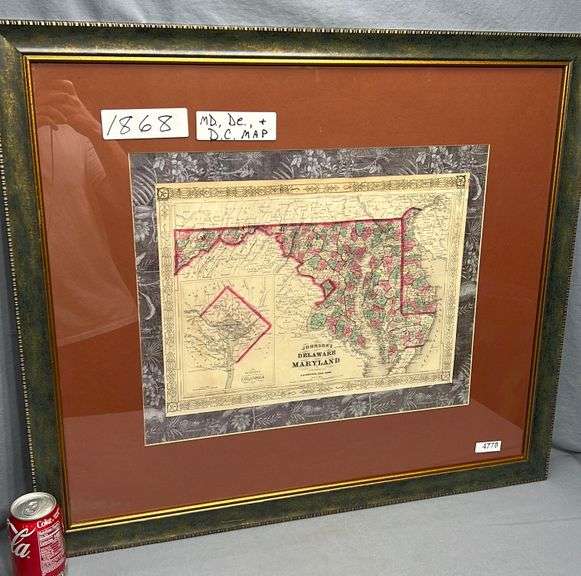 1868 MD DE DC map Dixon's Auction at Crumpton